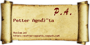 Petter Agnéta névjegykártya